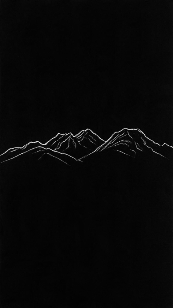 Line drawing of a mountain range